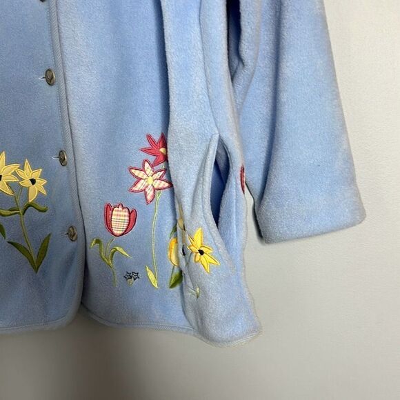 Vintage Northern Reflections Blue Spring Fleece Cardigan Jacket Small - Picture 5 of 8